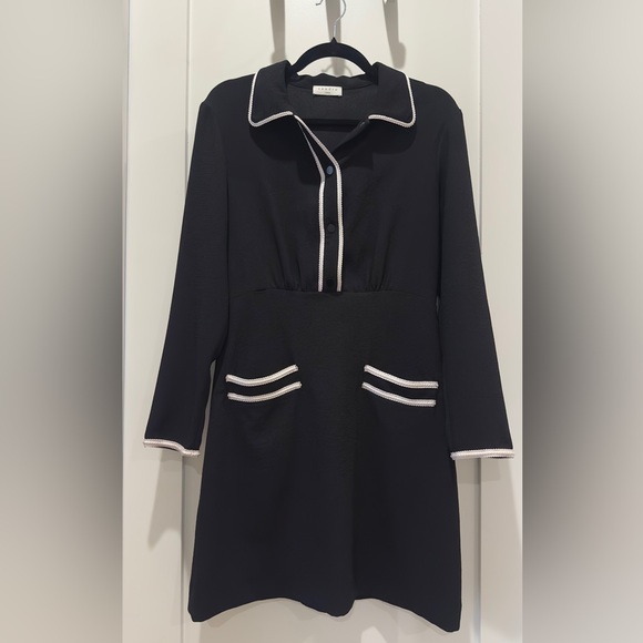 Sandro Dresses & Skirts - Sandro Black Dress with White Accents